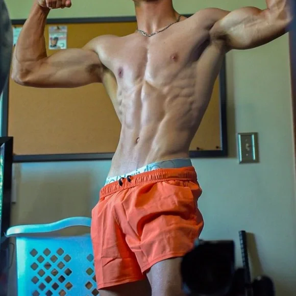 GYMSHARK MEN WORKOUT BODYBUILDING BODYBUILDER GYM SHORTS WORKOUT ORANGE ATHLETE - Picture 13 of 16